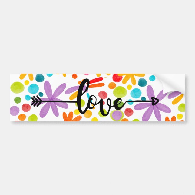 Aimer Colorful Aquarelle Flower Design Sticker (Devant)