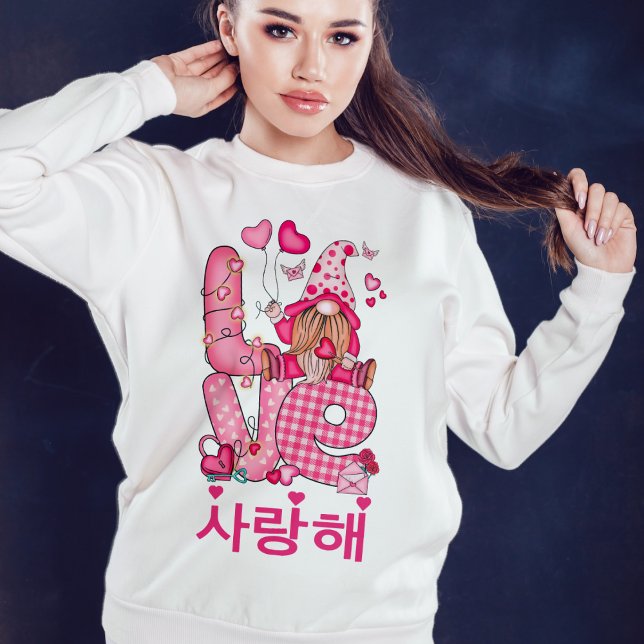 Aimer Coréen mignon Gnome Sweatshirt rose Valentin (Créateur téléchargé)