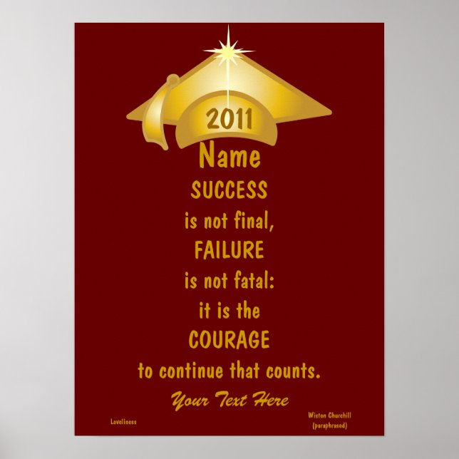 Aimer Courage D'Or Pour Réussite Poster -Cust. (Devant)