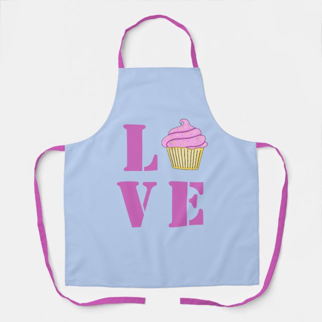 Aimer Cupcake Tout-En-Tout Imprimer Tablier (Recto)