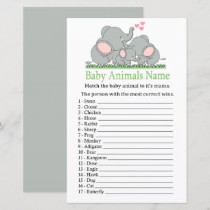Aimer Eléphants Bébé Animaux Nom Jeu
