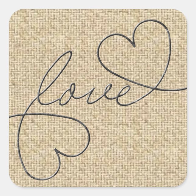 Aimer fil burlap autocollants design (Devant)