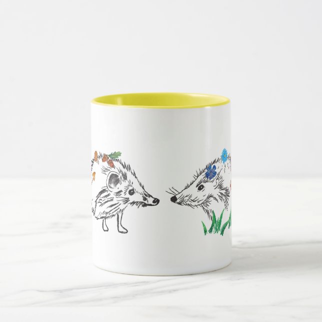 Aimer Hérisson Dessin d'automne Dessin Mug (Centre)