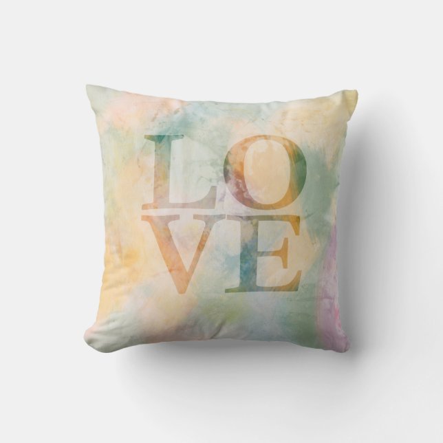 Aimer lancer oreiller couleurs douces aquarelle st (Recto)