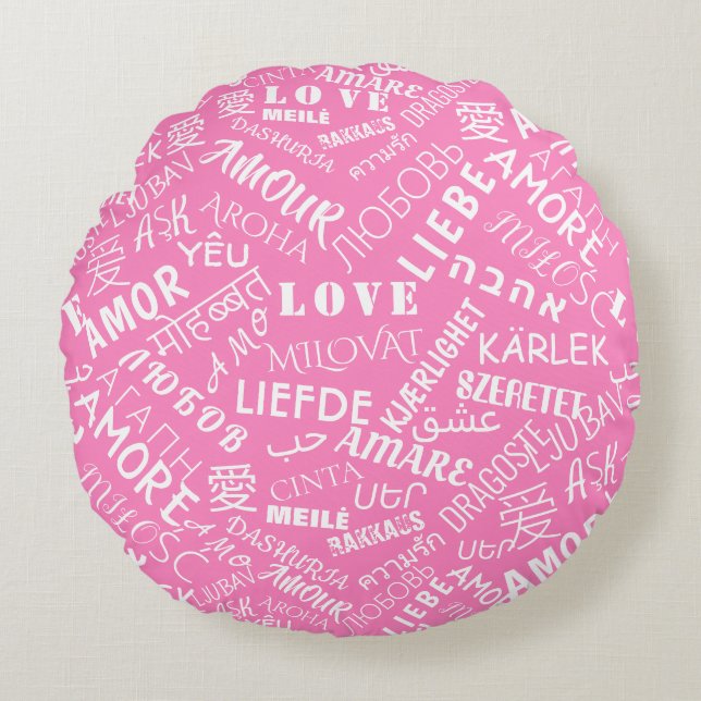 Aimer le Coussin rond rose du texte ou choisir des (Devant)