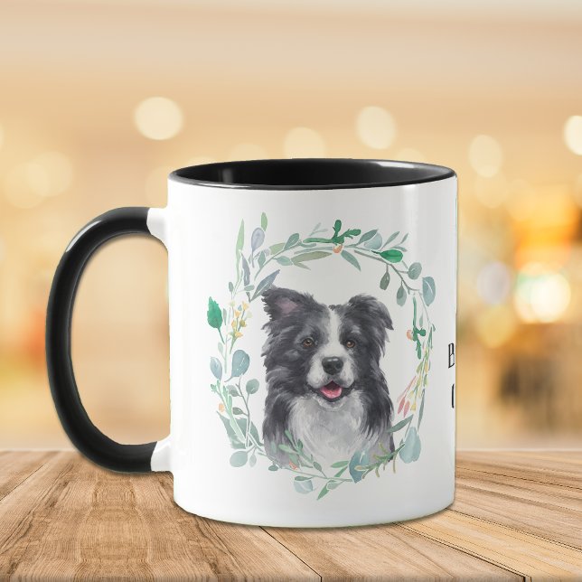 Aimer Ma Frontière Collie Wreath Coffee Mug (Créateur téléchargé)