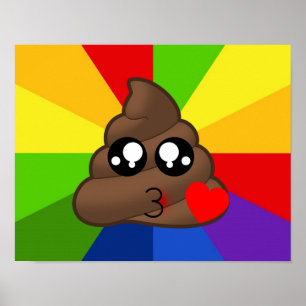 Aimer Poop Emoji Rainbow Burst Poster