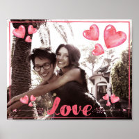 Aimer Poster Avec Coeurs Ajouter Votre Photo Matte