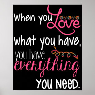 Aimer Poster noir blanc et rose 20" x 16"