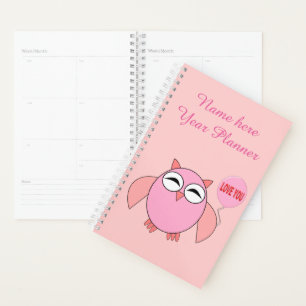 Aimer rose mignon vous Owl Planner personnalisé