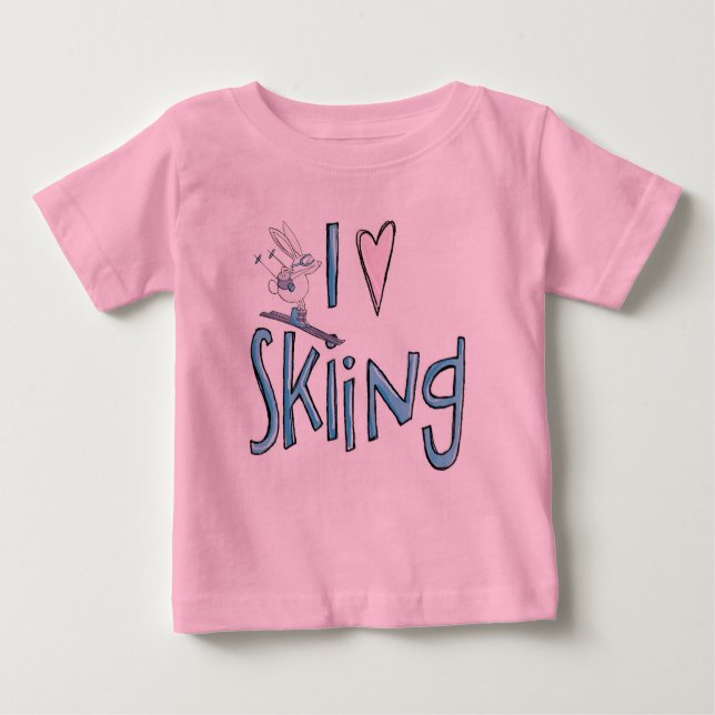 Aimer ski enfants mignon lapin skier tshirt (Devant)