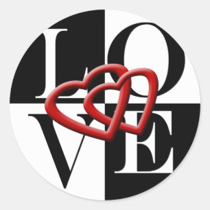 Aimer Sticker Mariage Enveloppe Deux Coeurs