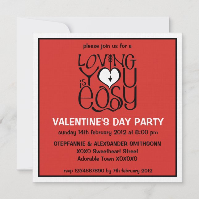 Aimer You red white La Saint-Valentin Invitation (Devant)