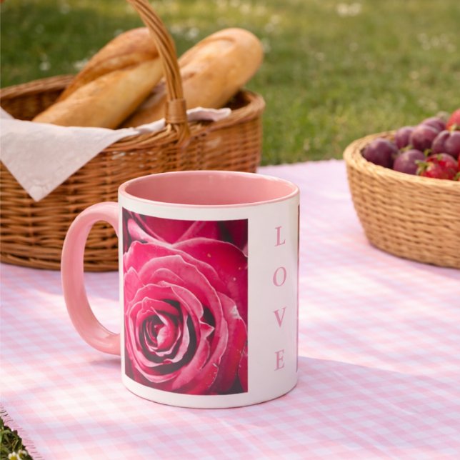 Aimez les roses roses Mug deux tons 11oz Rose (Pink Roses Mug)