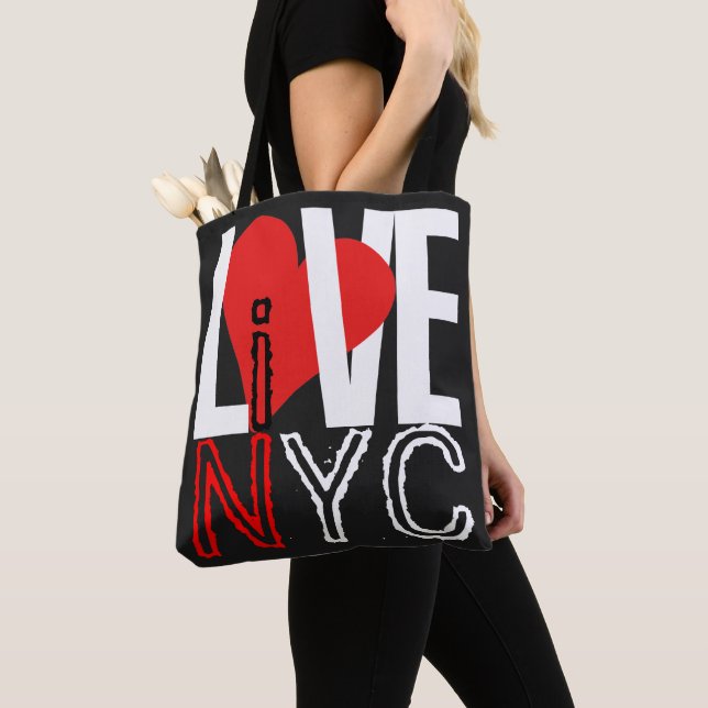 Aimez NYC Vivez à NYC Sac Rouge Noir Blanc (De près)