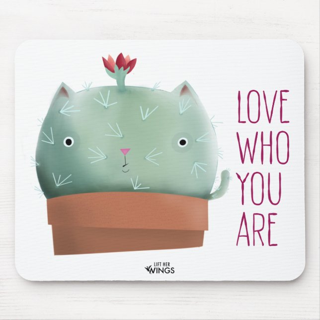 Aimez qui vous êtes Cactus Cat — Tapis de souris (Devant)