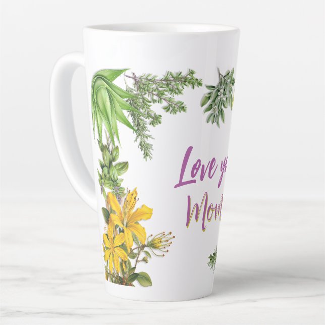Aimez-vous 2 Personnalisé Latte Mug Herbal Border (Angle gauche)