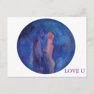 Aimez-vous embrasser aquarelle art Valentine Carte