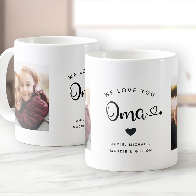 Aimez-vous OMA Hearts Custom Two Photo Coffee Mug (Créateur téléchargé)