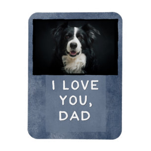 Aimez-vous papa Custom Dark Blue Dog Photo Magnet 
