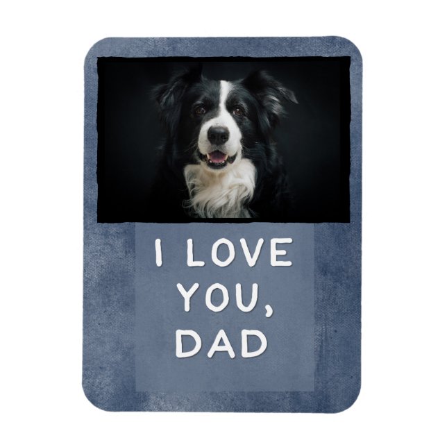 Aimez-vous papa Custom Dark Blue Dog Photo Magnet  (Vertical)