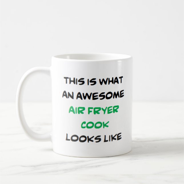 air fryer cuisinier, énorme tasse de café (Gauche)