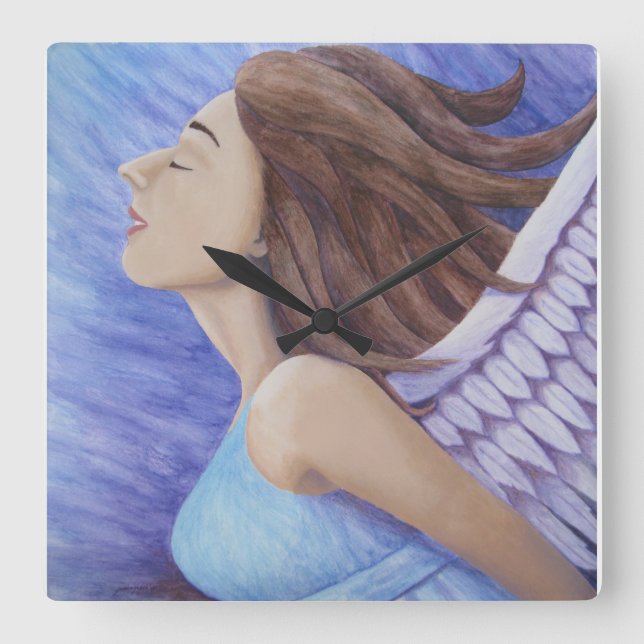 Air Goddess Flying Carré Horloge murale (Recto)