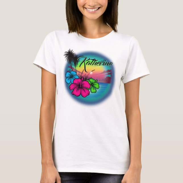 Airbrush Beach scène #03 T-shirt personnalisé (Devant)