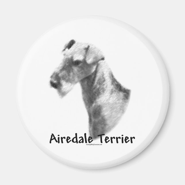 Airedale Terrier Charcoal Magnet (Devant)