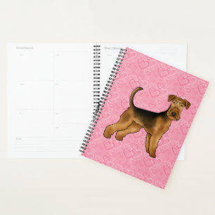 Airedale Terrier Chien Aimer Avec Motif Coeur Rose