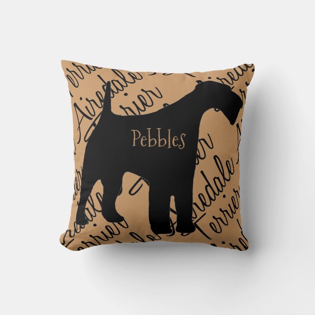 Airedale Terrier Chien Silhouette Coussin personna (Recto)