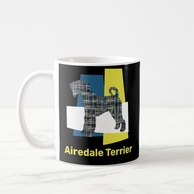 Airedale Terrier Chien YB Grid TriColor Coffee Mug (Gauche)