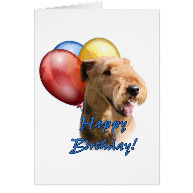 Airedale Terrier Joyeux ballon d'anniversaire (Devant)