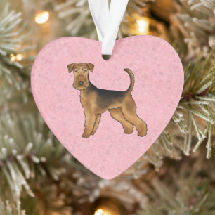 Airedale Terrier mignon Dessin Sur Chien Rose