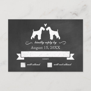 Airedale Terrier Silhouettes Mariage RSVP Réponse