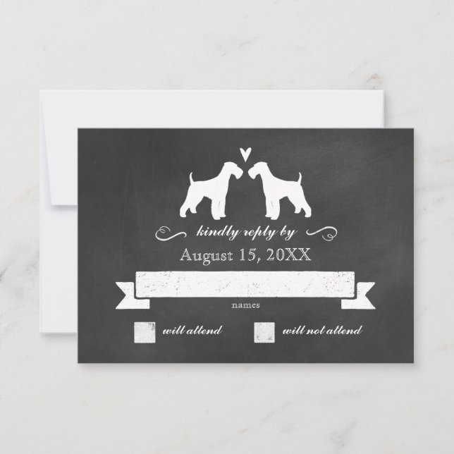 Airedale Terrier Silhouettes Mariage RSVP Réponse (Devant)