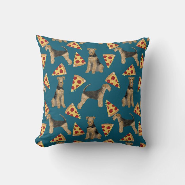 Airedale Terriers et coussin de pizza (Recto)