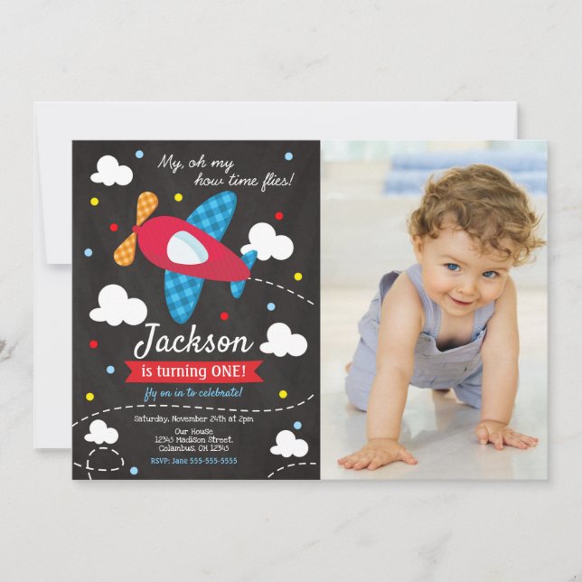 Airplane Birthday Photo Invitation | Time Files (Devant)