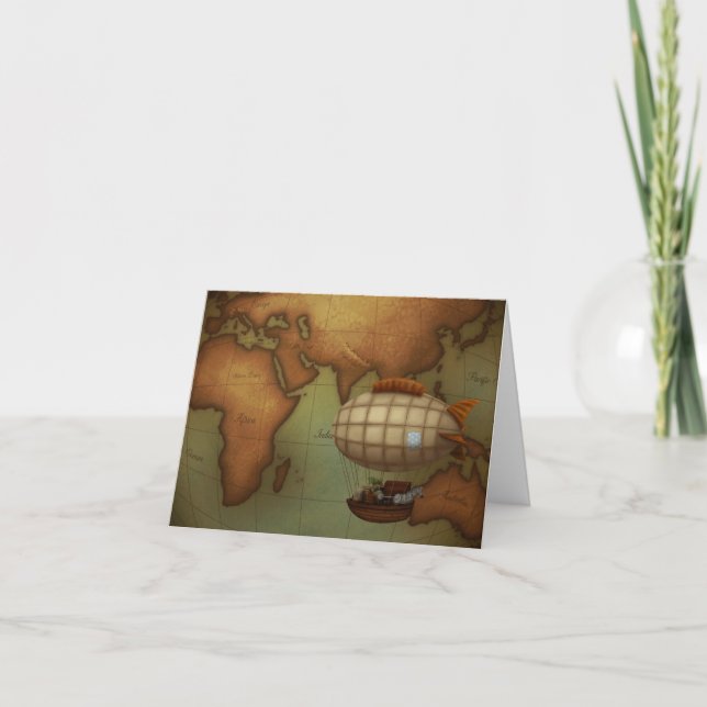 Airship Flying Over Eastern Hemisphere Map (Devant)