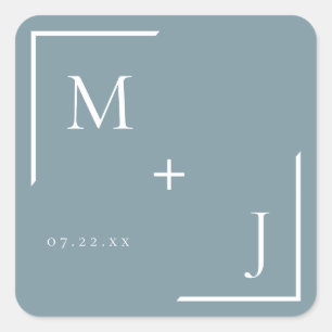Airy Pastel   Sticker Monogramme bleu ardoise