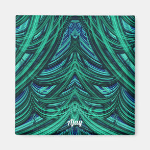 ~ AJAY ~ SUPERBE ! ~ Fractale 3D bleu vert Aimant