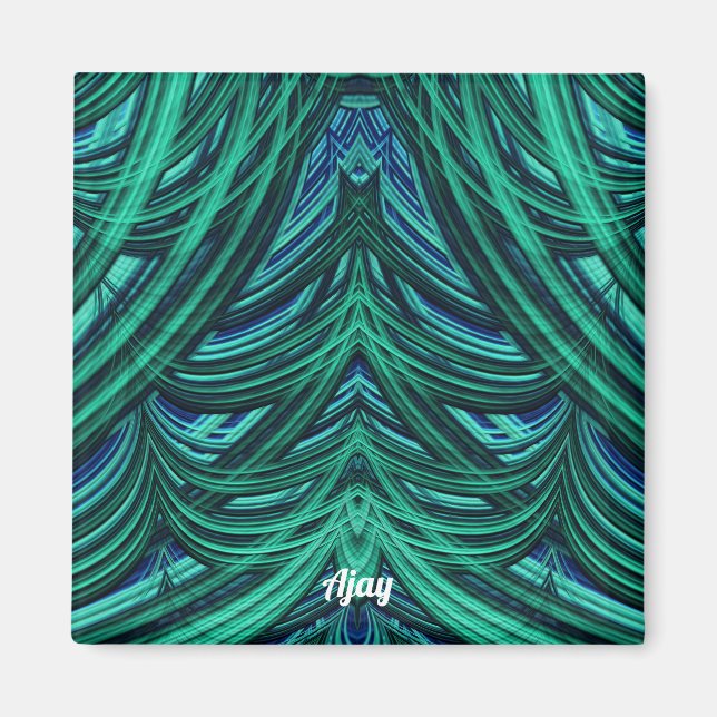 ~ AJAY ~ SUPERBE ! ~ Fractale 3D bleu vert  Aimant (Devant)