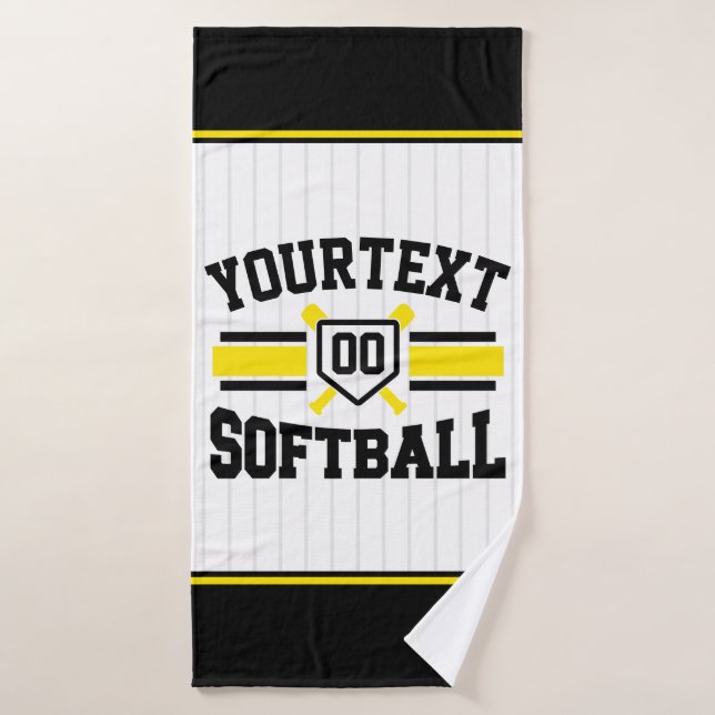 AJOUT PERSONNALISÉ NOM Softball Player Varsity Tea (Serviette de bain)
