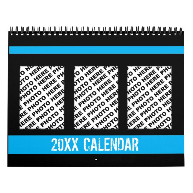 Ajouter 34 Photos Dans Un Calendrier Bleu Noir (Protection)