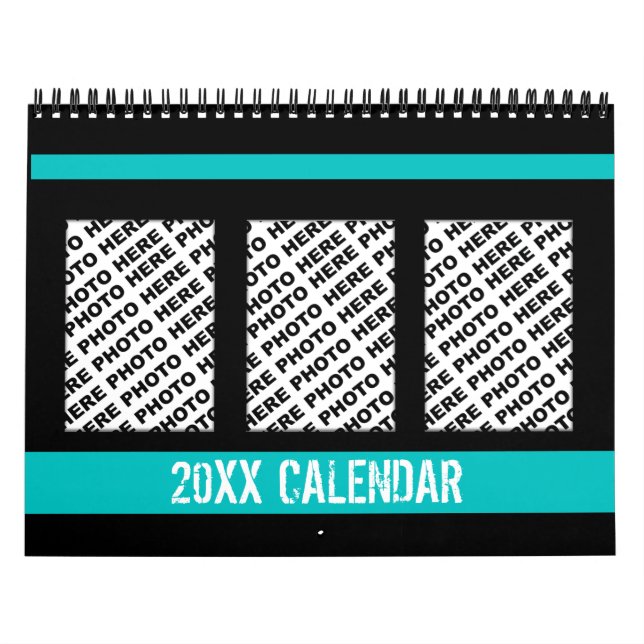 Ajouter 34 Photos Dans Un Calendrier Sarcelle Noir (Protection)