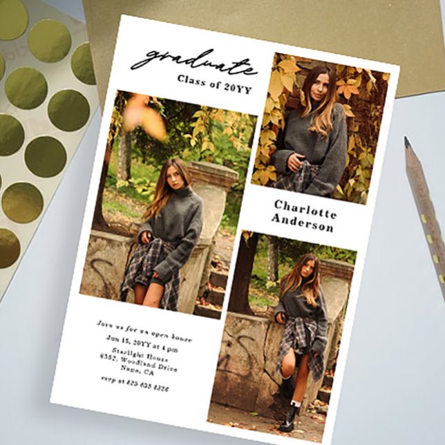 Ajouter 3 Photos Moderne Annonces De Graduation (Créateur téléchargé)