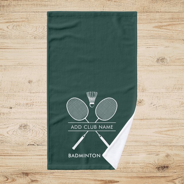 Ajouter Badminton Club Nom Raquettes Icônes Vert P (Badminton Club Members Green Hand Towel)