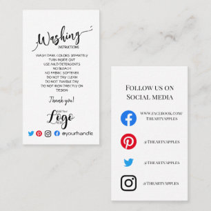 AJOUTER DES instructions de lavage LOGO CARTES DE 