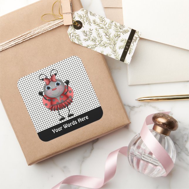Ajouter des mots caricature ladybug autocollant (Cadeaux)