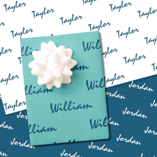 Ajouter des noms sur du papier d'emballage sarcell (perspectives of a wrapping paper set)